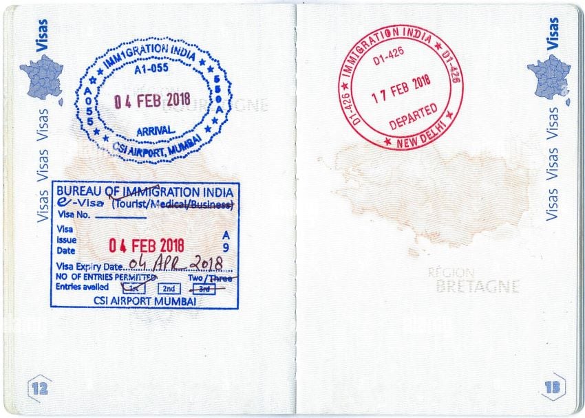 INDIAN e VISA IMMIGRATION STAMP