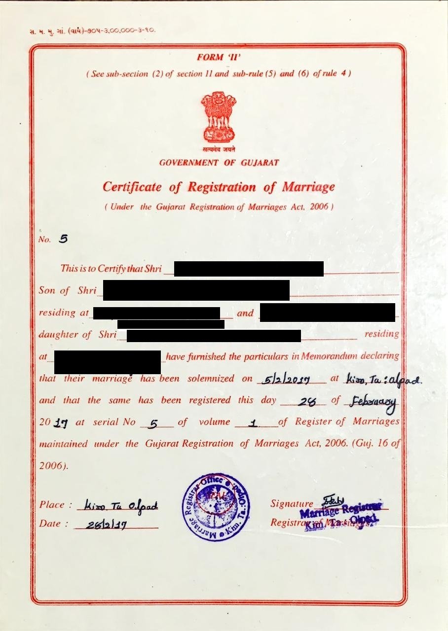 Marriage Certificate