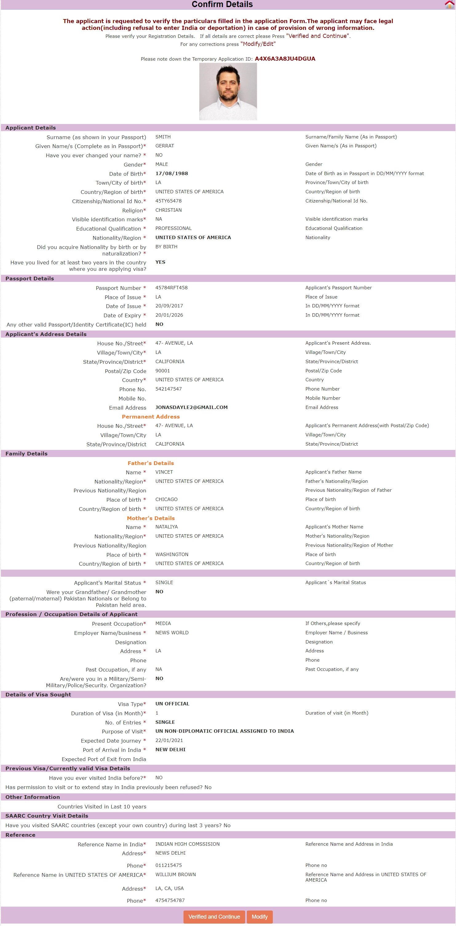 Détails de confirmation officiels