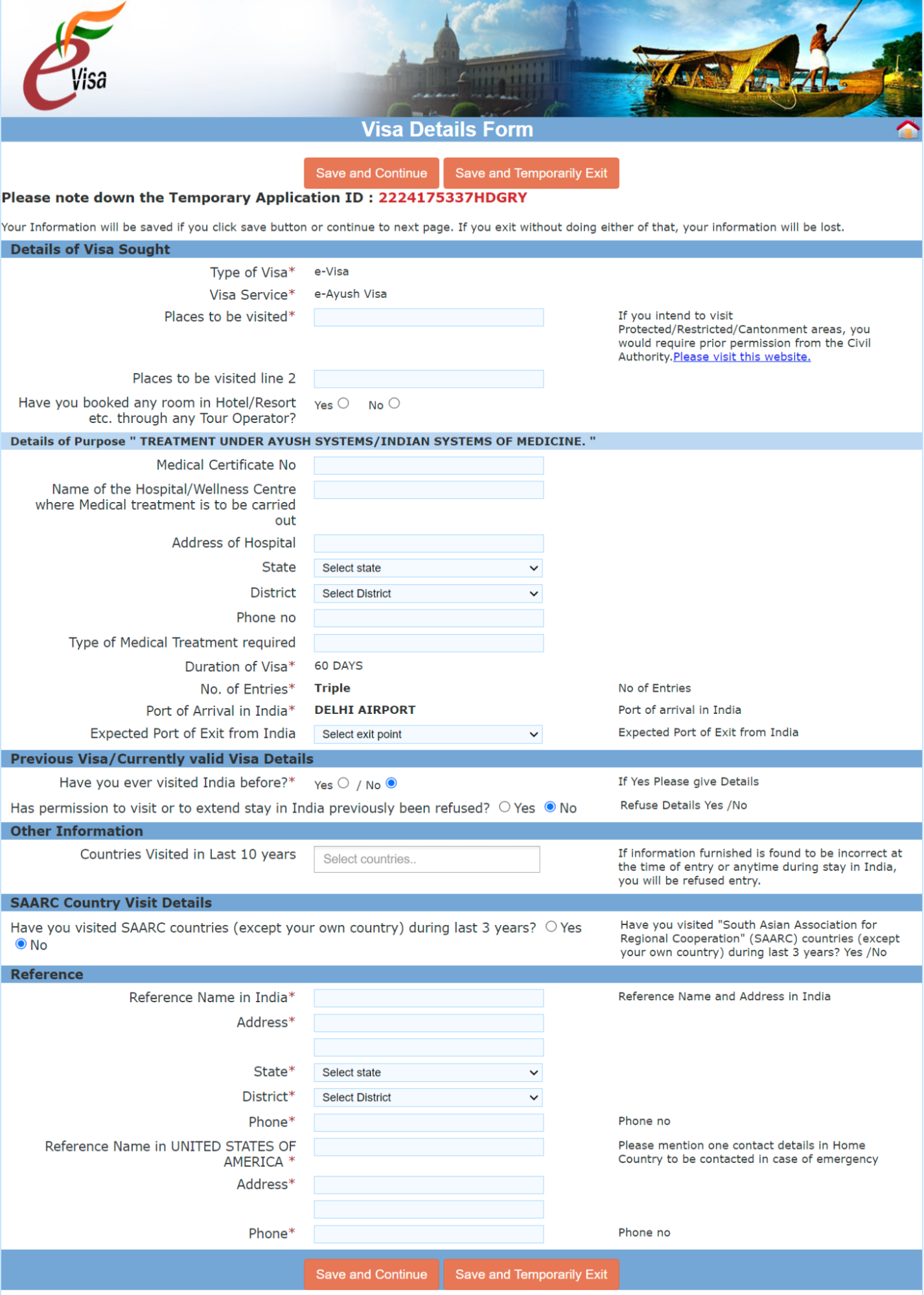 Visa Details Form